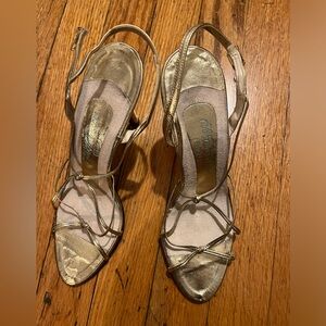 Vintage Saks fifth ave Gold Strappy Heels